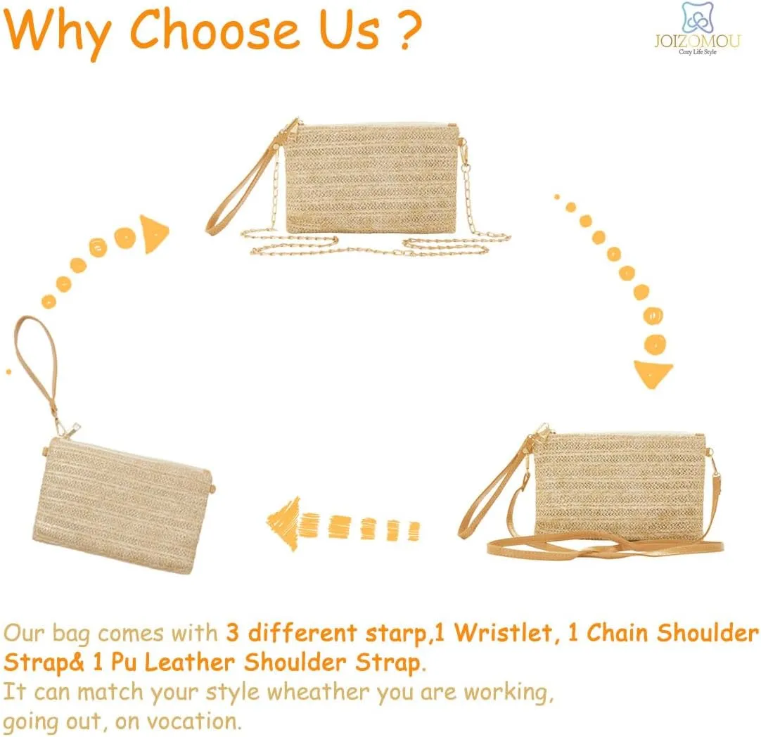Straw Purse Crossbody Bags for Women Summer Purses Handbags Beach Straw Clutch Wristlet Wallets