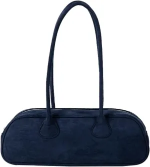 Suede Boston Retro Bowling Shoulder Bag - Women's Hobo Slouchy Handbag Clutch Purse for Evening