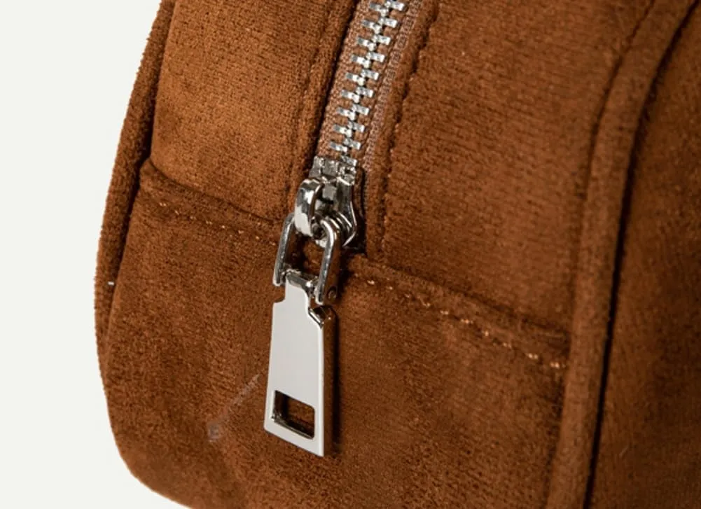 Suede Boston Retro Bowling Shoulder Bag - Women's Hobo Slouchy Handbag Clutch Purse for Evening