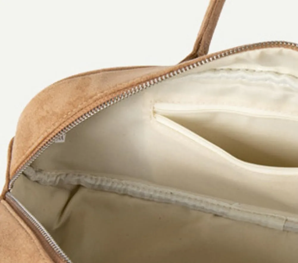 Suede Boston Retro Bowling Shoulder Bag - Women's Hobo Slouchy Handbag Clutch Purse for Evening