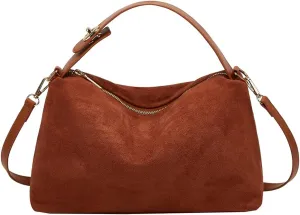 Suede Shoulder Bags For Women Crossbody Bag Suede Tote Bag Satchels Slouchy Work Purses Crescent Handbag Fall Top Handle