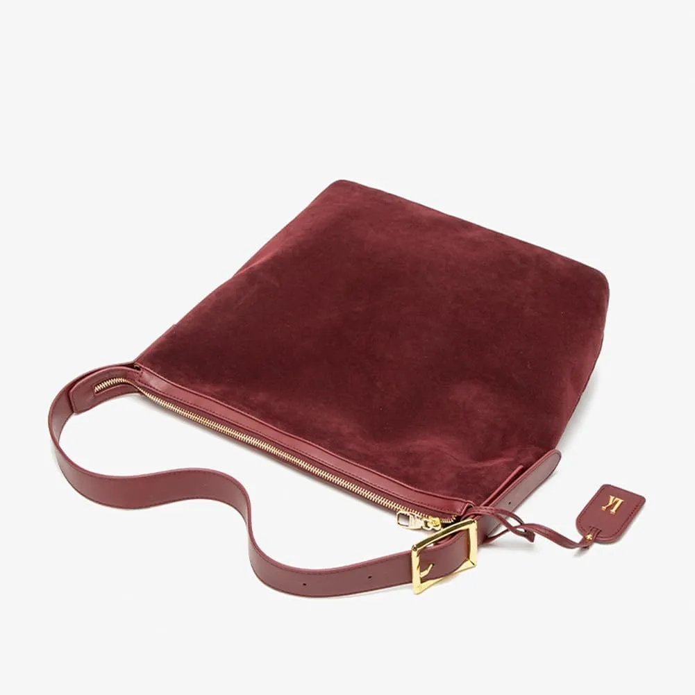 Suede Shoulder Bags for Women, Genuine Leather Suede Bucket Purse Vintage Suede Slouchy Bag 2024 Fall Bag
