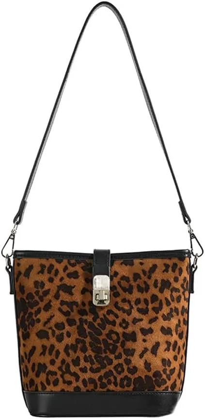 Suede Shoulder Bags for Women Retro Suede Bucket Crossbody Bag Suede Fall Purse Vintage Suede Handbag with Adjustable Strap