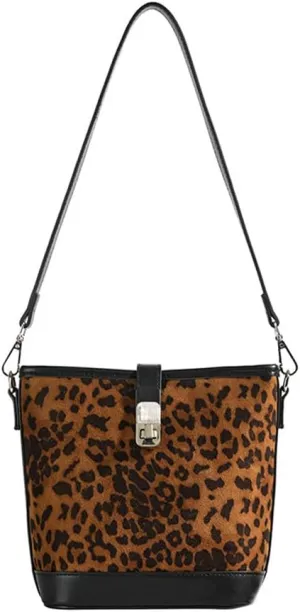 Suede Shoulder Bags for Women Retro Suede Bucket Crossbody Bag Suede Fall Purse Vintage Suede Handbag with Adjustable Strap