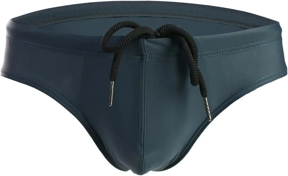 Summer Code Mens Solid Swim Briefs Drawstring Bikini Sport Swimsuit