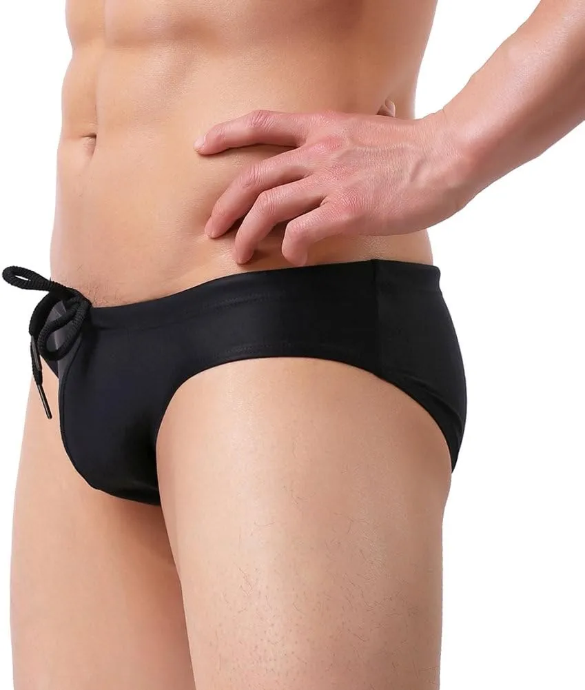 Summer Code Mens Solid Swim Briefs Drawstring Bikini Sport Swimsuit