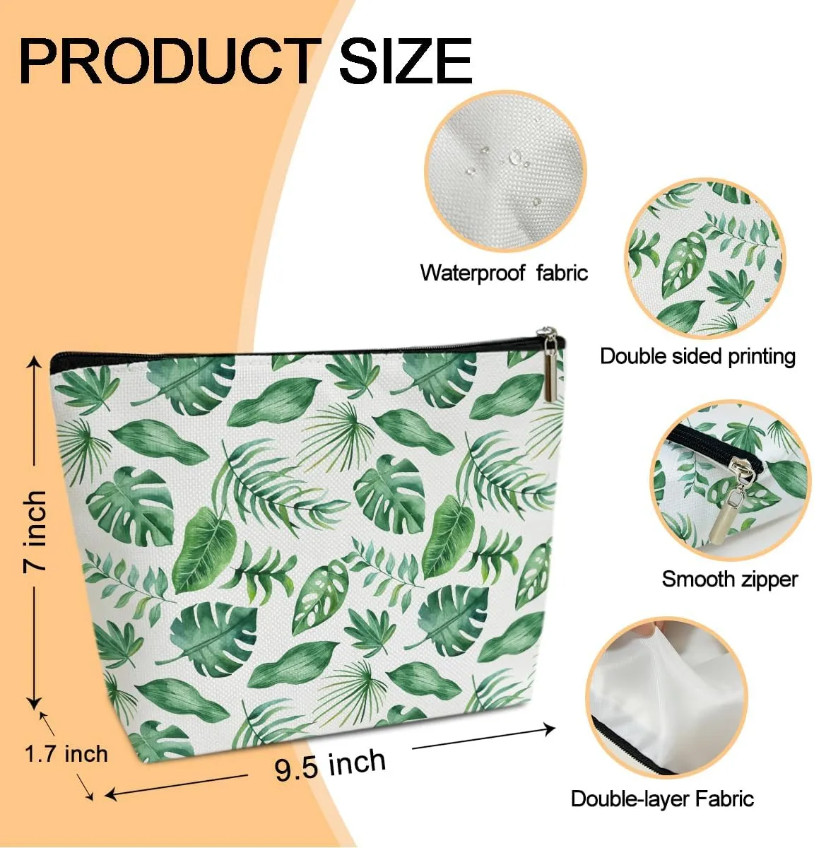 Summer Makeup Bag Small Cosmetic Bag Aesthetic Makeup Bag Green Makeup Bag Small Makeup Pouch for Purse Boho Toiletry Bags for Women Travel Skincare Bag Small Cosmetic Pouch Accessory Bag (JRM619)