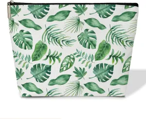 Summer Makeup Bag Small Cosmetic Bag Aesthetic Makeup Bag Green Makeup Bag Small Makeup Pouch for Purse Boho Toiletry Bags for Women Travel Skincare Bag Small Cosmetic Pouch Accessory Bag (JRM619)