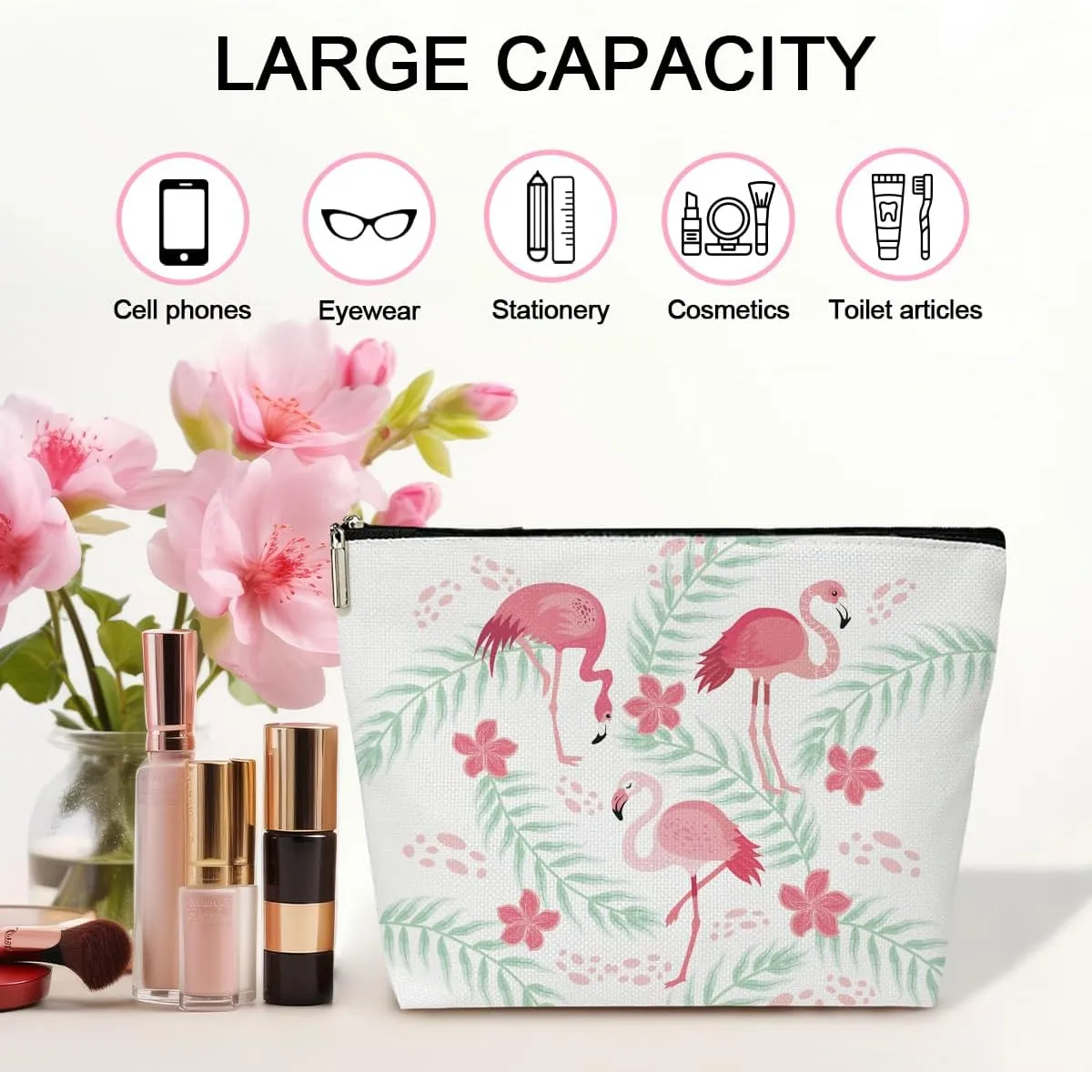 Summer Makeup Bag Small Cosmetic Bag Aesthetic Makeup Bag Small Makeup Pouch for Purse Toiletry Bags for Women Travel Skincare Bag Small Cosmetic Pouch Cute Pink Makeup Bag Accessory Bag (JRM623)