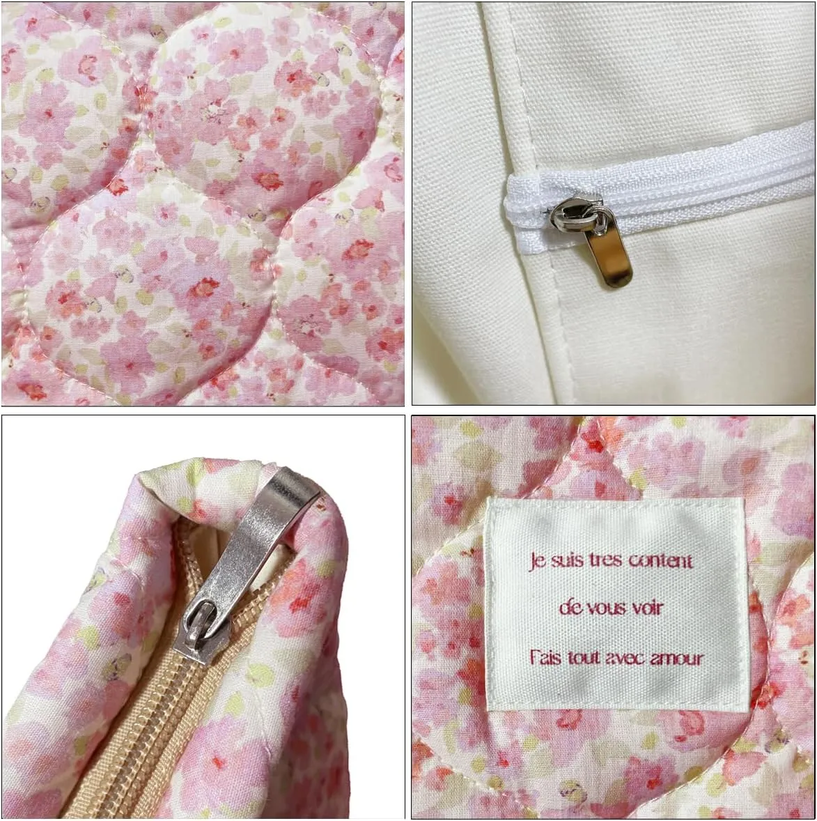 Sunwel Fashion Top Zipper Women Floral Quilted Tote Bag for Work Travel Gym Shopping Beach