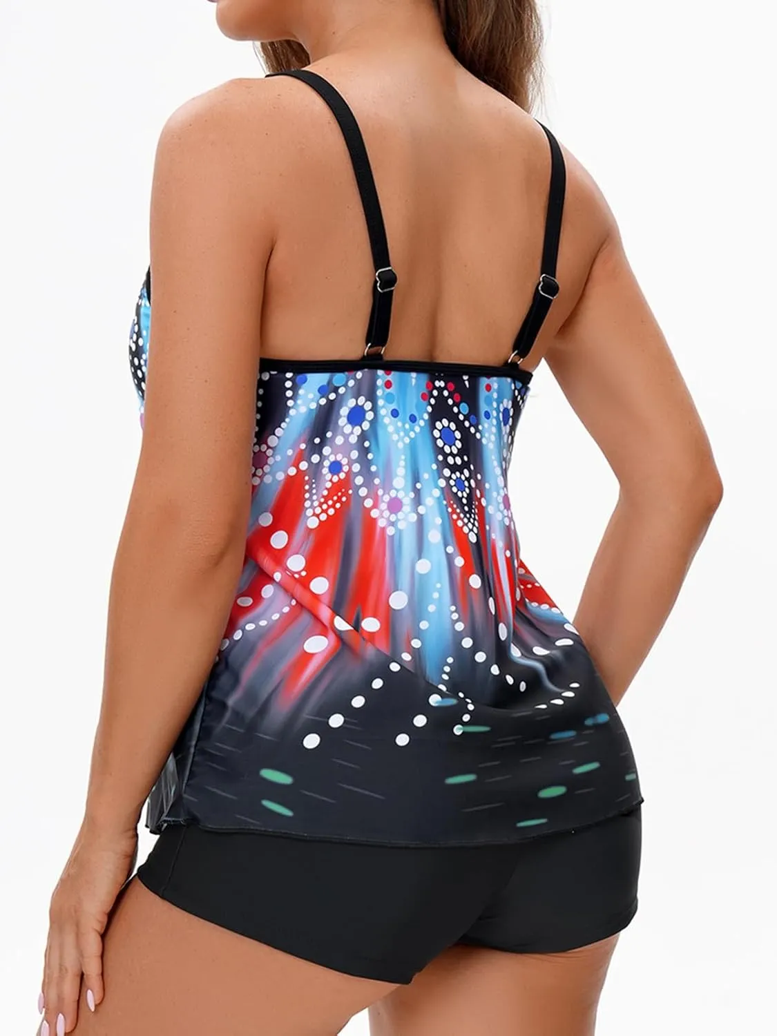 Tankini Swimsuits for Women Swim Suits 2025 Two Piece Tummy Control Bathing Suit with Swim Shorts Beach Swimwear