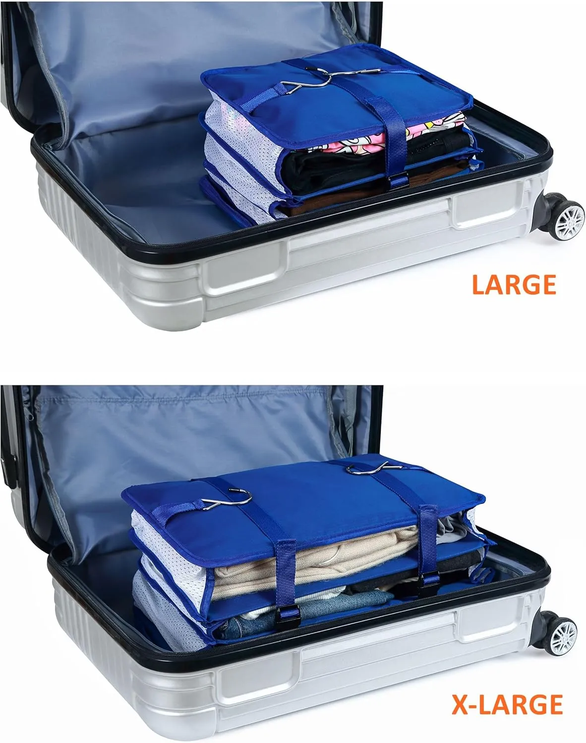 Travel Luggage Organizer Portable Hanging Travel Shelves Bag Multiple Compartments Packing Cube Organizer for Carry on Closet Suitcase Blue