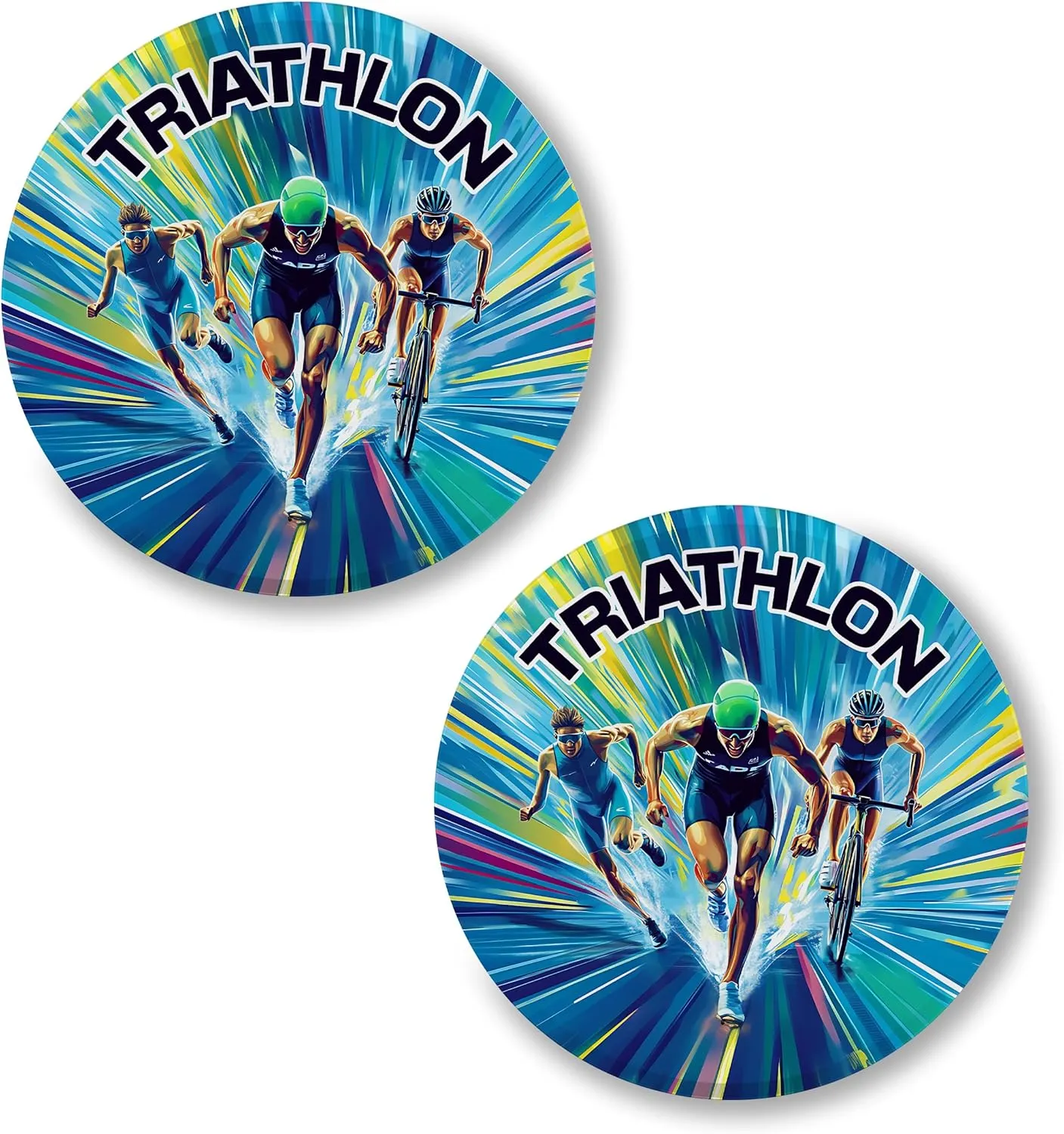 Triathlon Pin Button 2.25 inch 2-Pack  Pinback Button for Jeans Pants Shirt Backpack  Sport Pins for Clothes Hat Cap ID45000