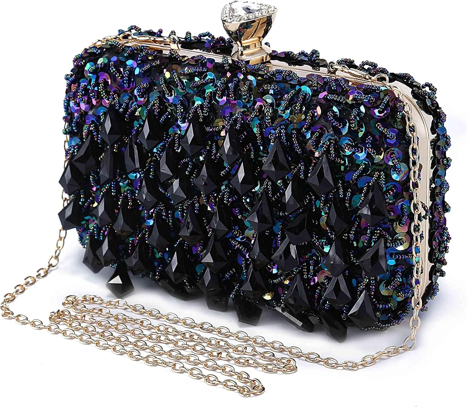 UBORSE Women Wedding Clutch Rhinestone Bling Sequin Evening Bags Vintage Crystal Beaded Cocktail Party Party Purse