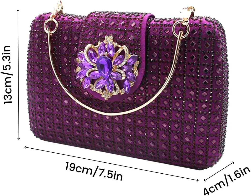 UMREN Sparkly Rhinestone Evening Clutch Purses for Women Crystal Clutch Diamond Handbag Wedding Party Shoulder Crossbody Bag