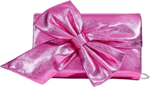Verdusa Women's Satin Evening Bags Bow Clutch Handbags with Chain Strap
