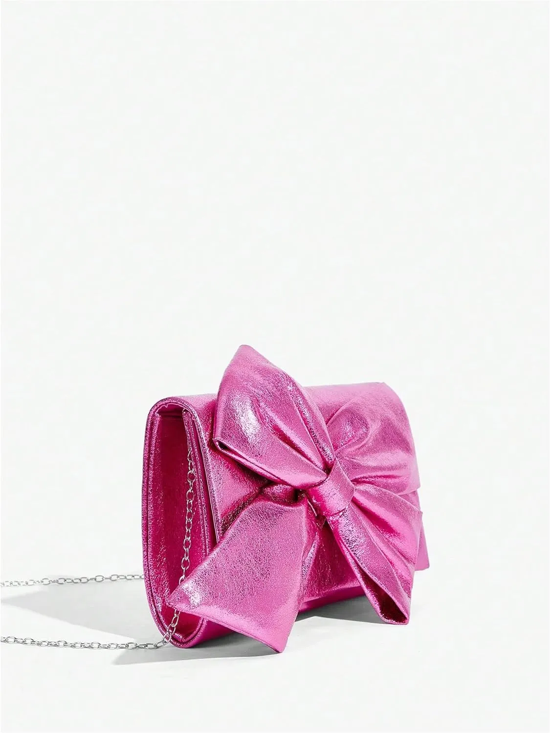 Verdusa Women's Satin Evening Bags Bow Clutch Handbags with Chain Strap