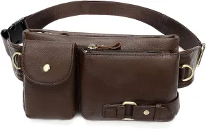 Vintage Cowhide Leather Fanny Pack Hip Bum Bag Waist Bag Phone Pouch for Man men Travel Holiday Sports Hiking Walking Camping Camping Waist Bag Eas (Color : Coffee Color, Size : One Size)