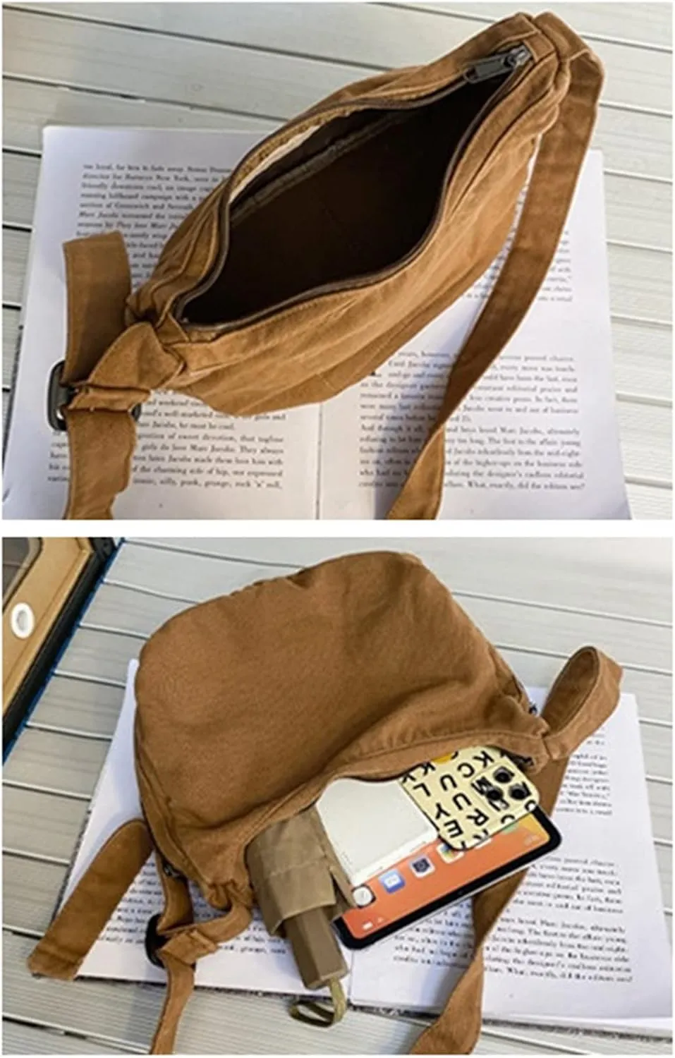 Vintage Messenger Bag Travel Shoulder Bag with Zipper Canvas Crossbody Bags for Women
