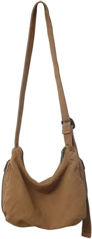 Vintage Messenger Bag Travel Shoulder Bag with Zipper Canvas Crossbody Bags for Women