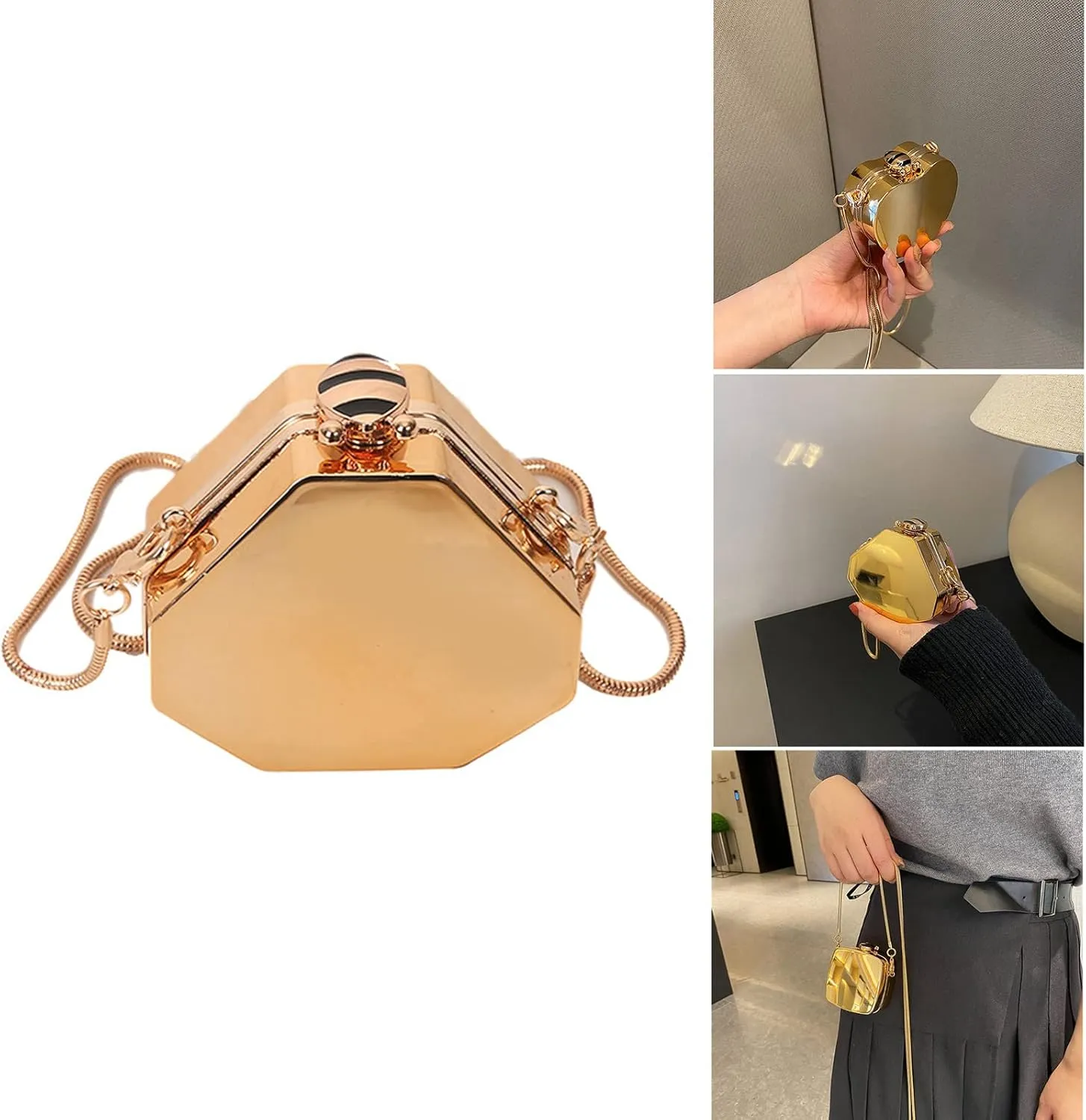 Women Acrylic Evening Bag Bridal Clutch Party Prom Wedding Handbag Crossbody Shoulder Bags Detachable Chain Purse