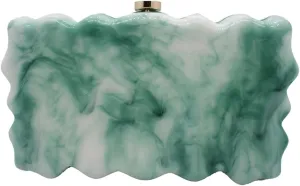 Women Acrylic Evening Clutch Purse Glitter Wavy Marble Handbag Chain Shoulder Bag for Party Prom Cocktail