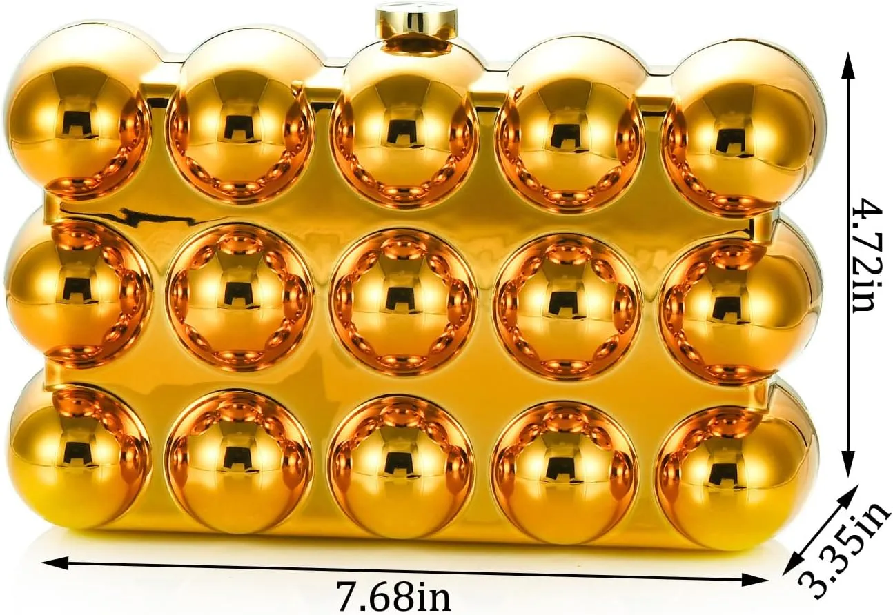 Women Bubble Acrylic Evening Clutch Bag Luxury Shinny Glitter Metallic Color Chic Crossbody Purse Wedding Prom Handbag