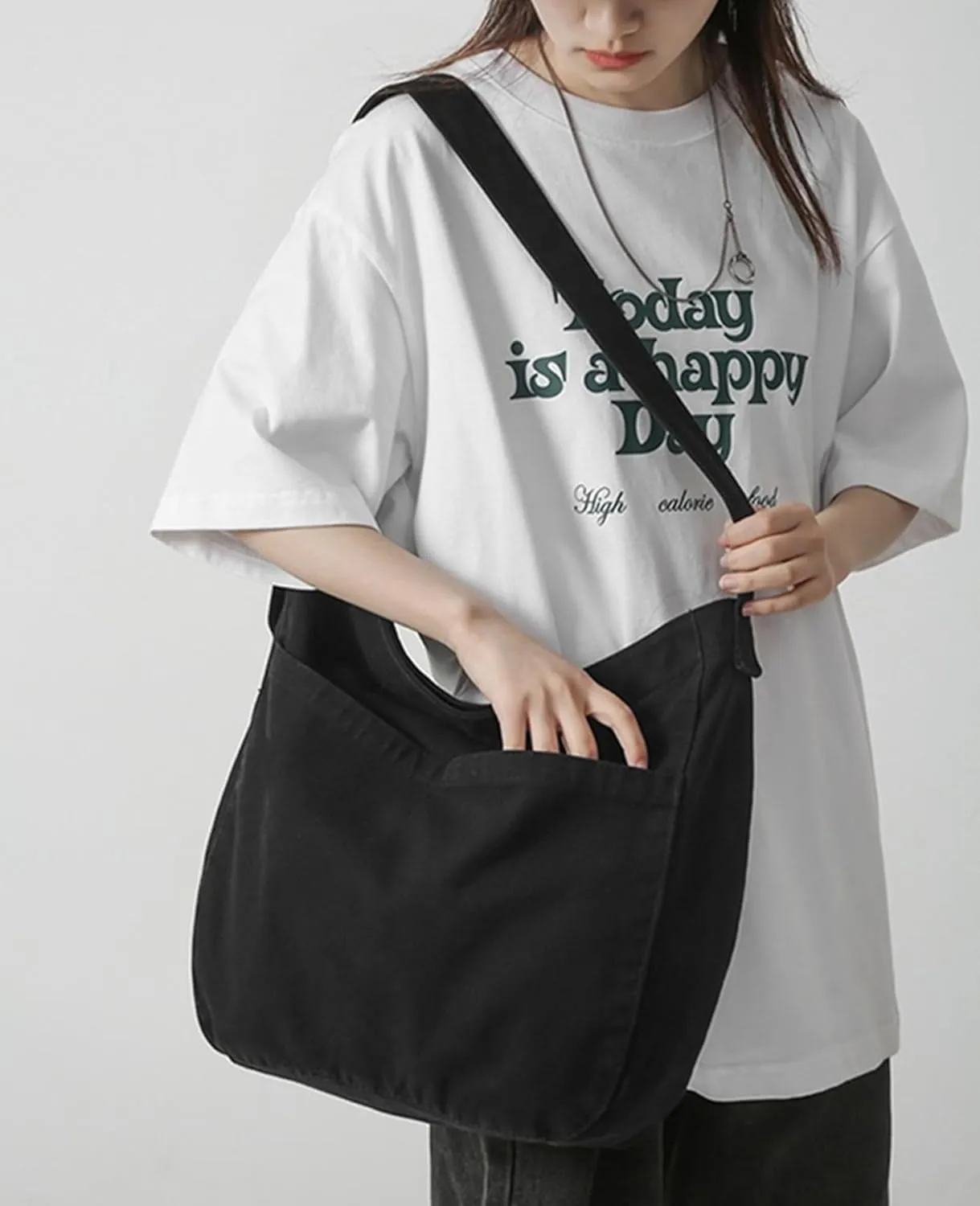 Women Canvas Hobo Crossbody Shoulder Bag Casual Messenger Bag Large Tote Bag for Men Travel Work