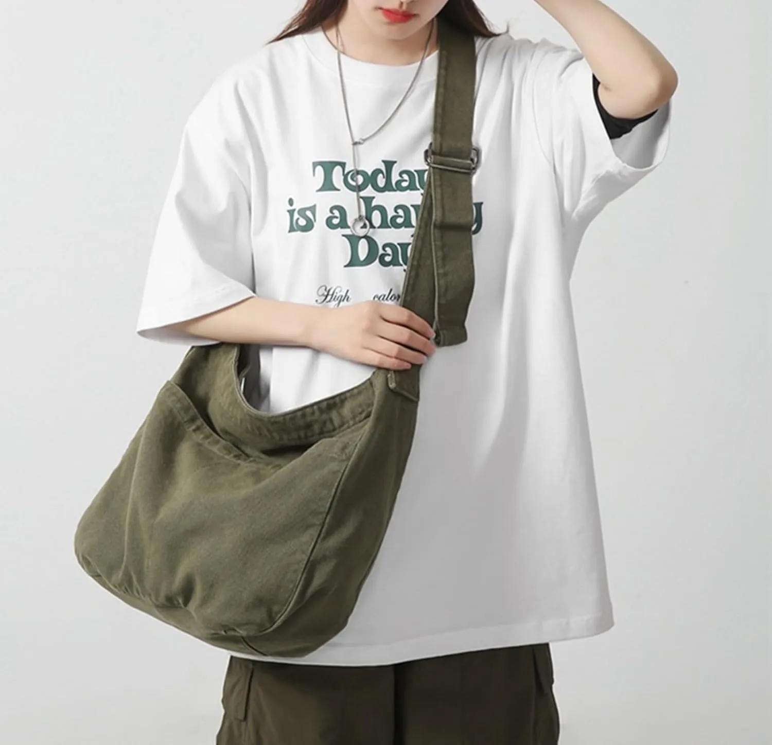 Women Canvas Hobo Crossbody Shoulder Bag Casual Messenger Bag Large Tote Bag for Men Travel Work