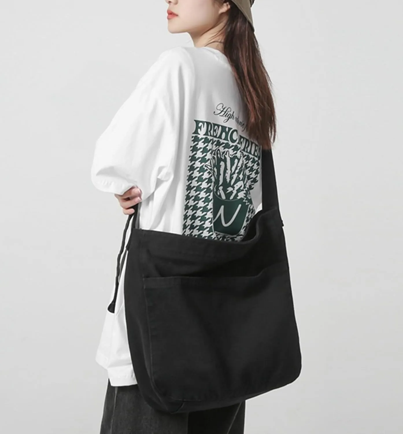 Women Canvas Hobo Crossbody Shoulder Bag Casual Messenger Bag Large Tote Bag for Men Travel Work