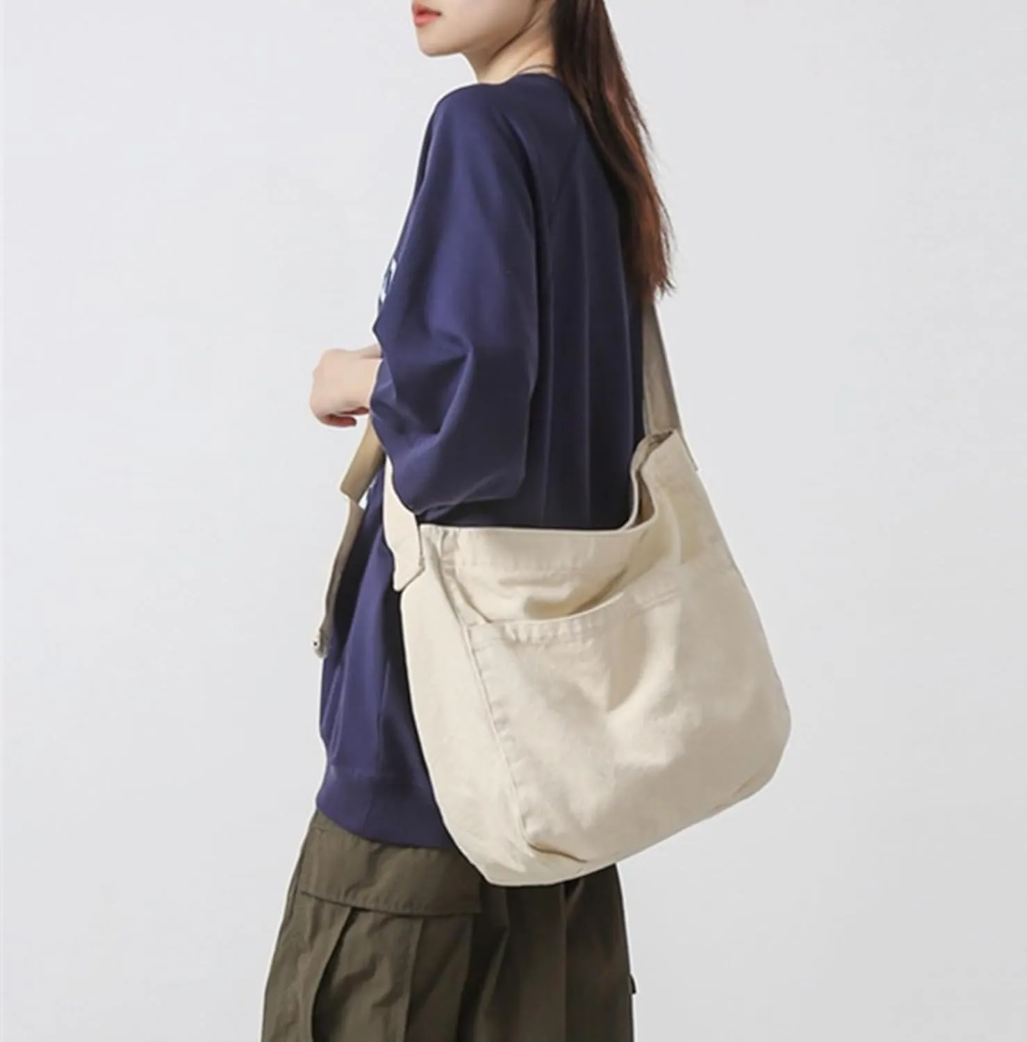 Women Canvas Hobo Crossbody Shoulder Bag Casual Messenger Bag Large Tote Bag for Men Travel Work