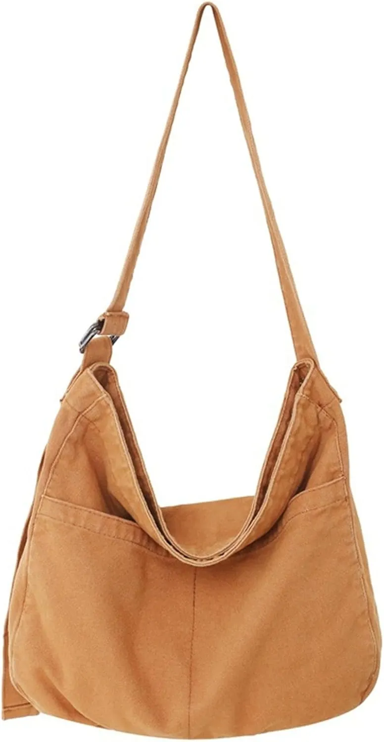 Women Canvas Hobo Crossbody Shoulder Bag Casual Messenger Bag Large Tote Bag for Men Travel Work