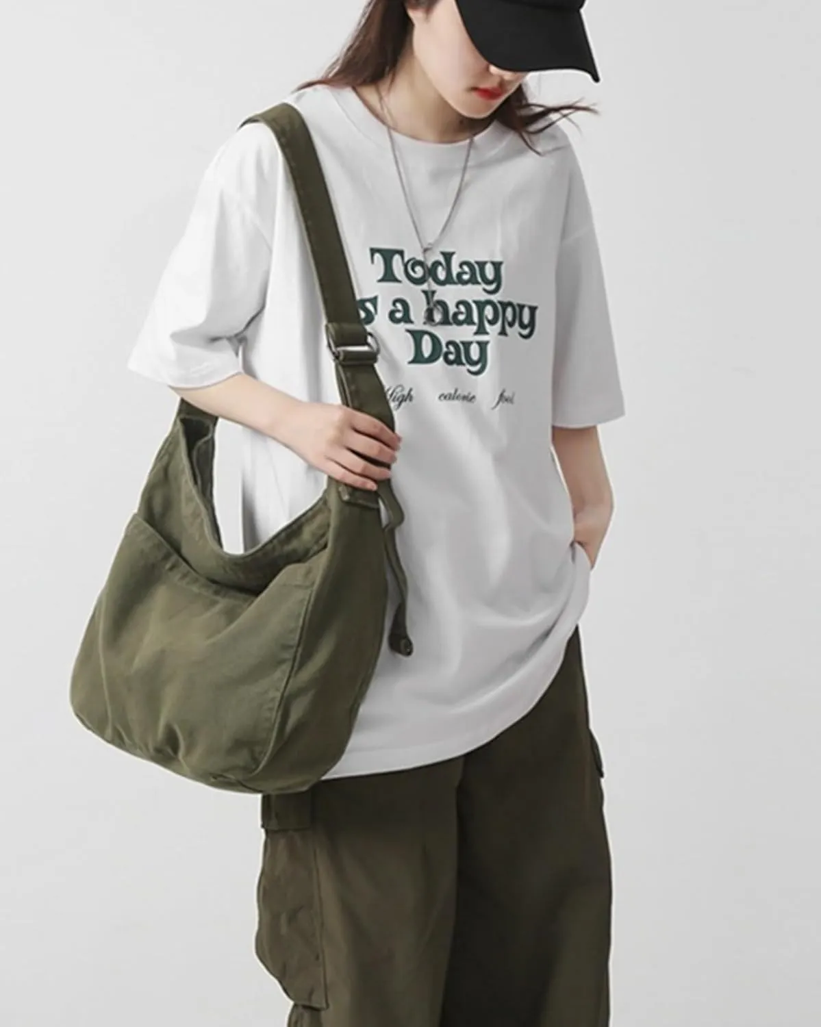 Women Canvas Hobo Crossbody Shoulder Bag Casual Messenger Bag Large Tote Bag for Men Travel Work