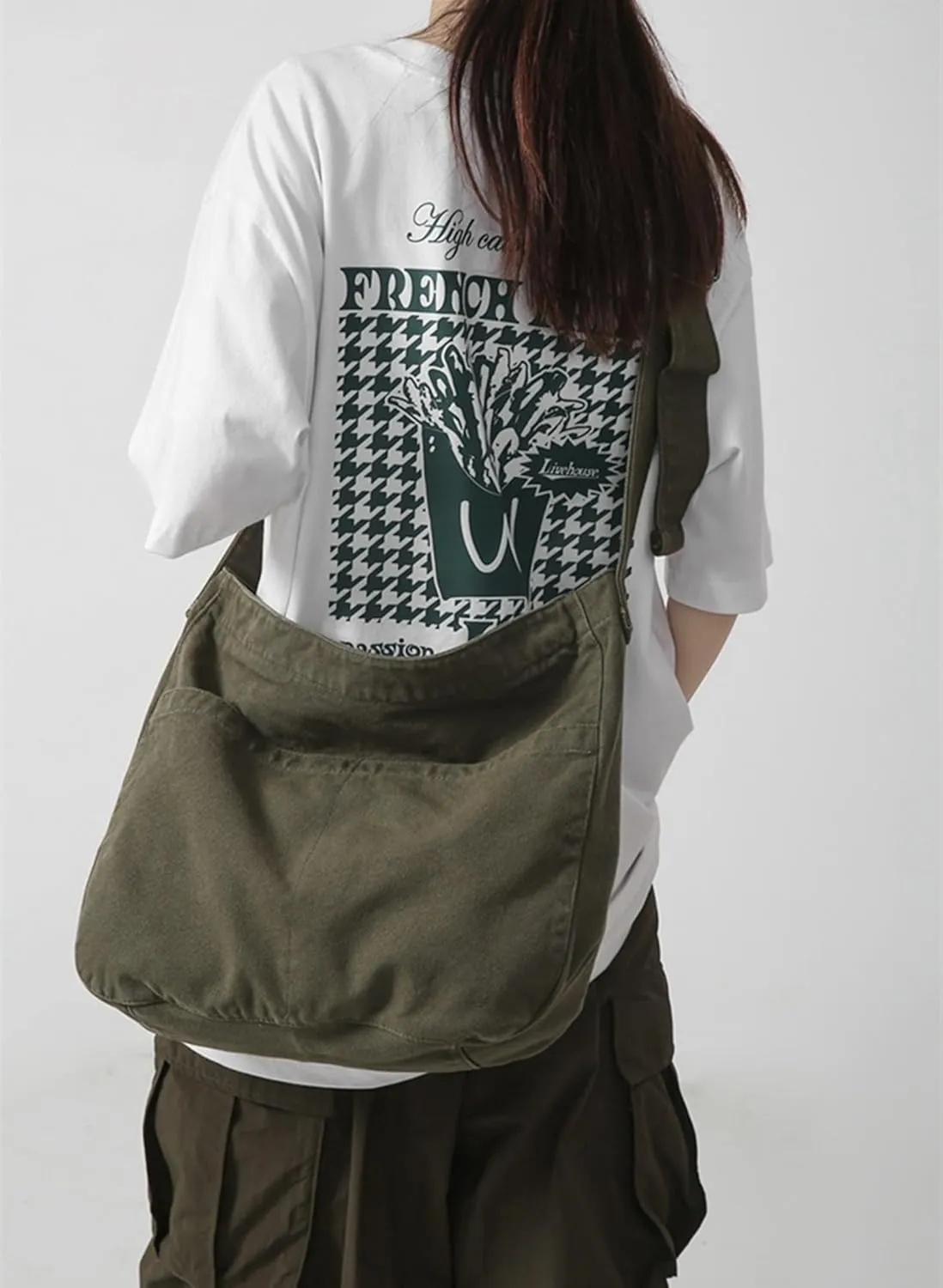 Women Canvas Hobo Crossbody Shoulder Bag Casual Messenger Bag Large Tote Bag for Men Travel Work