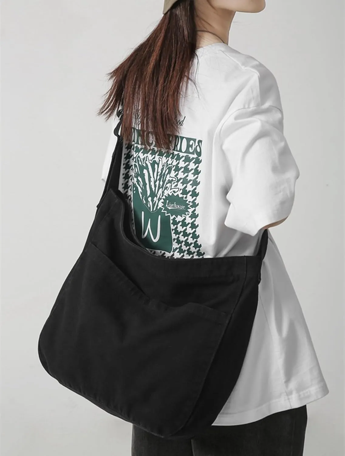 Women Canvas Hobo Crossbody Shoulder Bag Casual Messenger Bag Large Tote Bag for Men Travel Work