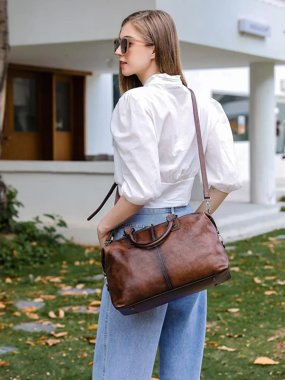 Women Genuine Leather Handbags vintage purses Top Handle Satchel and tote Crossbody Shoulder bags