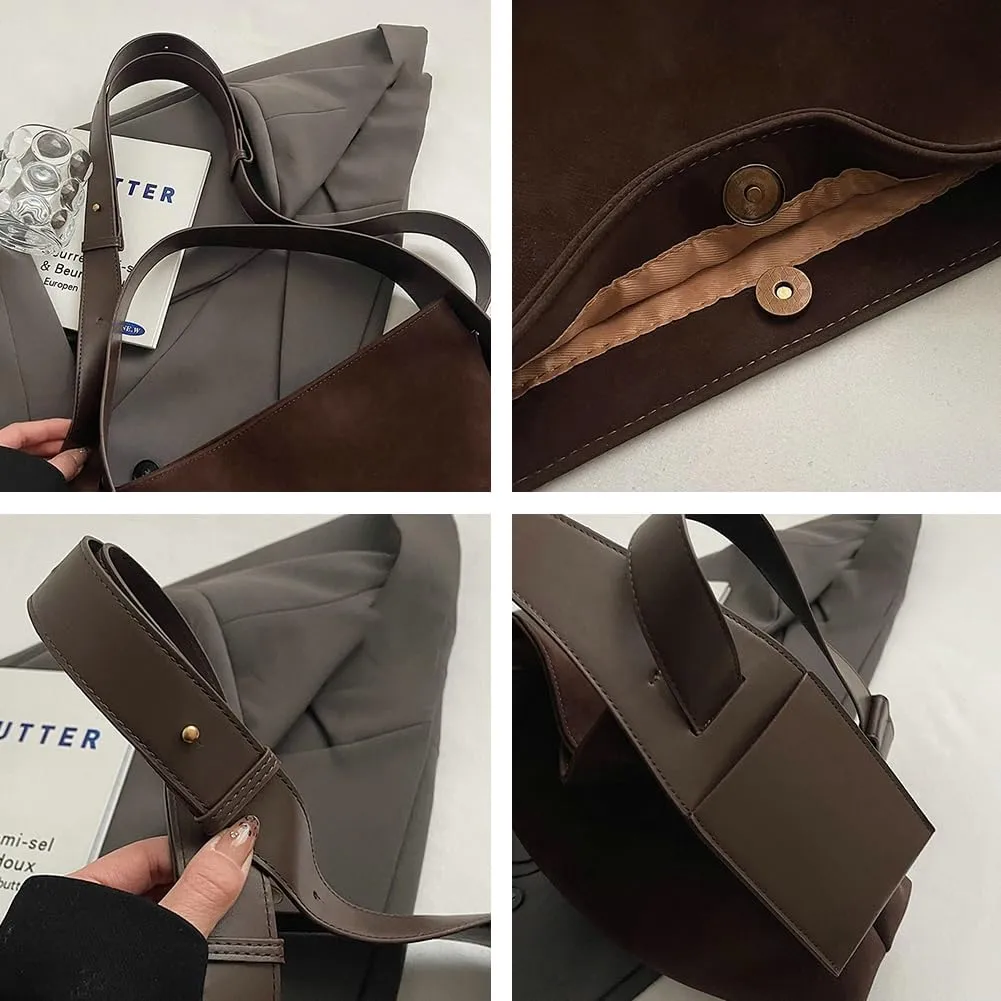 Women Slouchy Suede Shoulder Bags Vintage Large Crossbody Bag Tote Bag Satchel Bag Fall Handbags