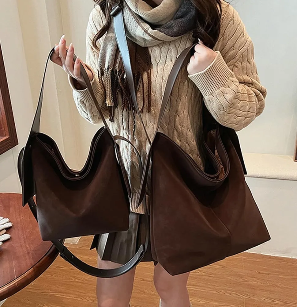 Women Slouchy Suede Shoulder Bags Vintage Large Crossbody Bag Tote Bag Satchel Bag Fall Handbags