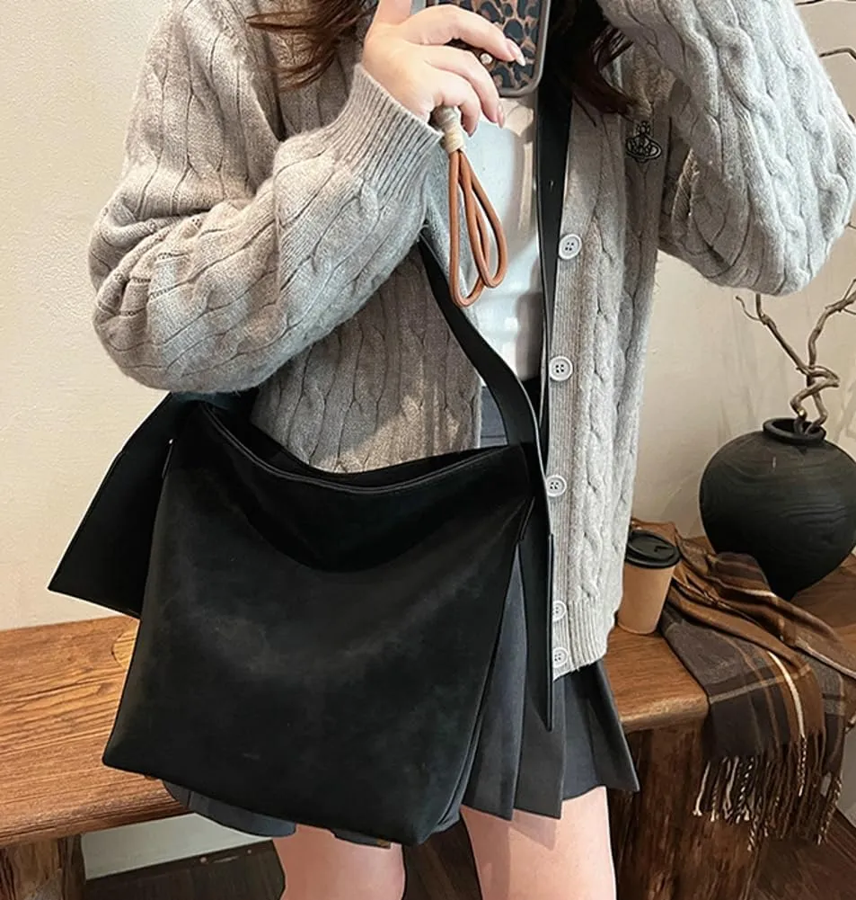 Women Slouchy Suede Shoulder Bags Vintage Large Crossbody Bag Tote Bag Satchel Bag Fall Handbags