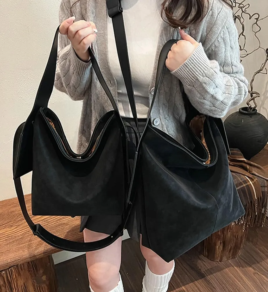 Women Slouchy Suede Shoulder Bags Vintage Large Crossbody Bag Tote Bag Satchel Bag Fall Handbags