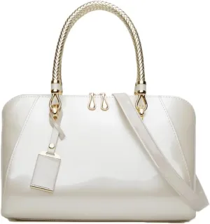 Women Top Handle Handbag Satchel Purse Patent PU Leather Bright Surface Crossbody Shoulder Bags