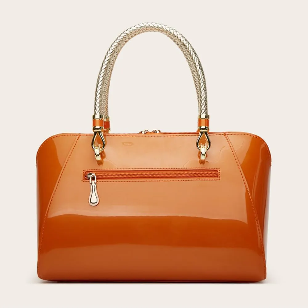 Women Top Handle Handbag Satchel Purse Patent PU Leather Bright Surface Crossbody Shoulder Bags