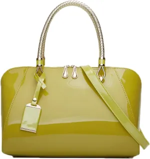 Women Top Handle Handbag Satchel Purse Patent PU Leather Bright Surface Crossbody Shoulder Bags