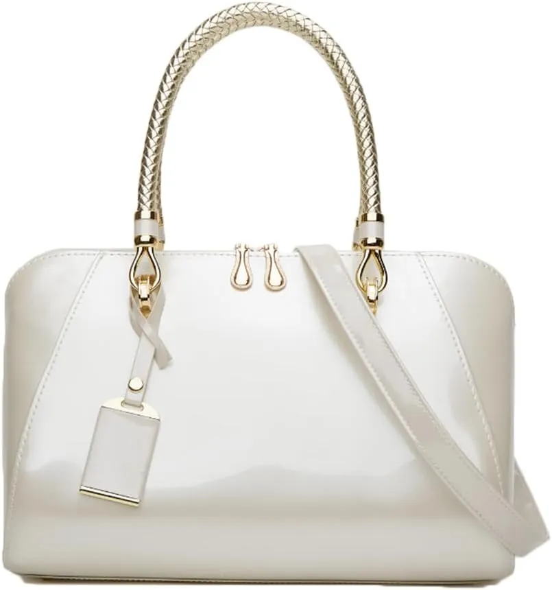 Women Top Handle Handbag Satchel Purse Patent PU Leather Bright Surface Crossbody Shoulder Bags