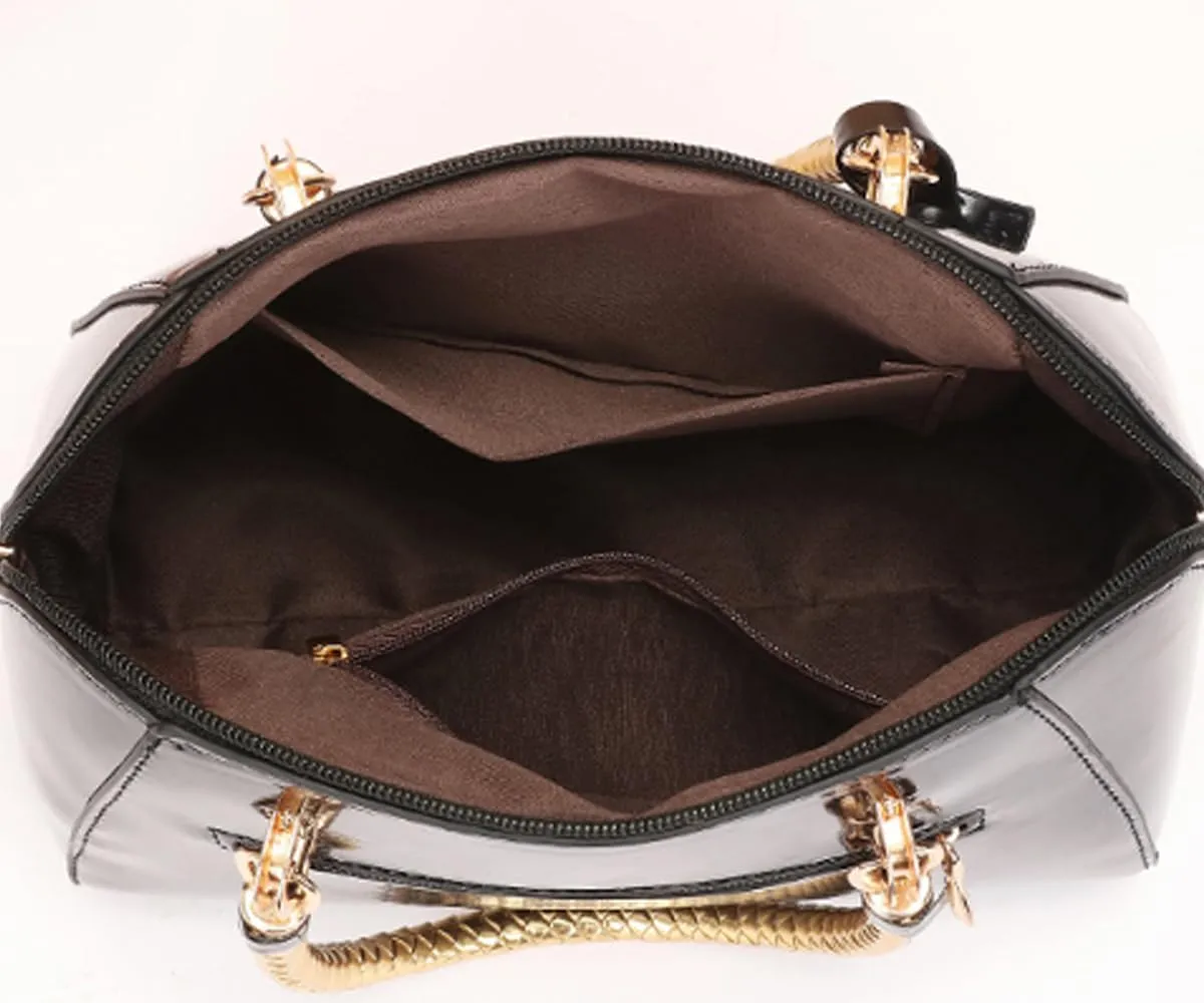 Women Top Handle Handbag Satchel Purse Patent PU Leather Bright Surface Crossbody Shoulder Bags