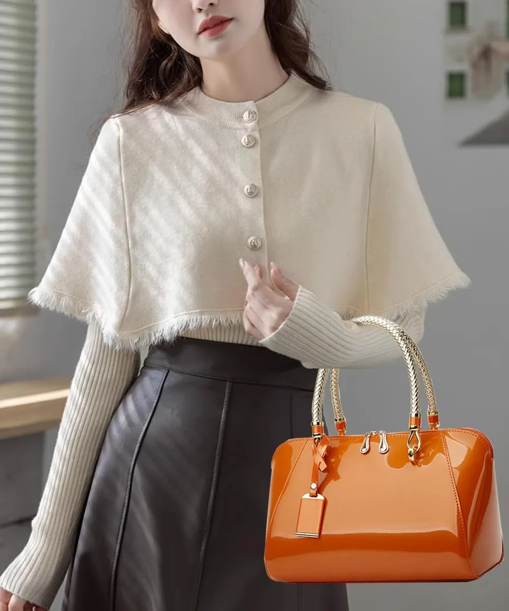 Women Top Handle Handbag Satchel Purse Patent PU Leather Bright Surface Crossbody Shoulder Bags