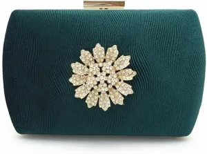 Women's Evening Clutch White Clutch Bag Sun Flower Crystal Round Handbags Wedding Purse Party Shoulder Bag(D)