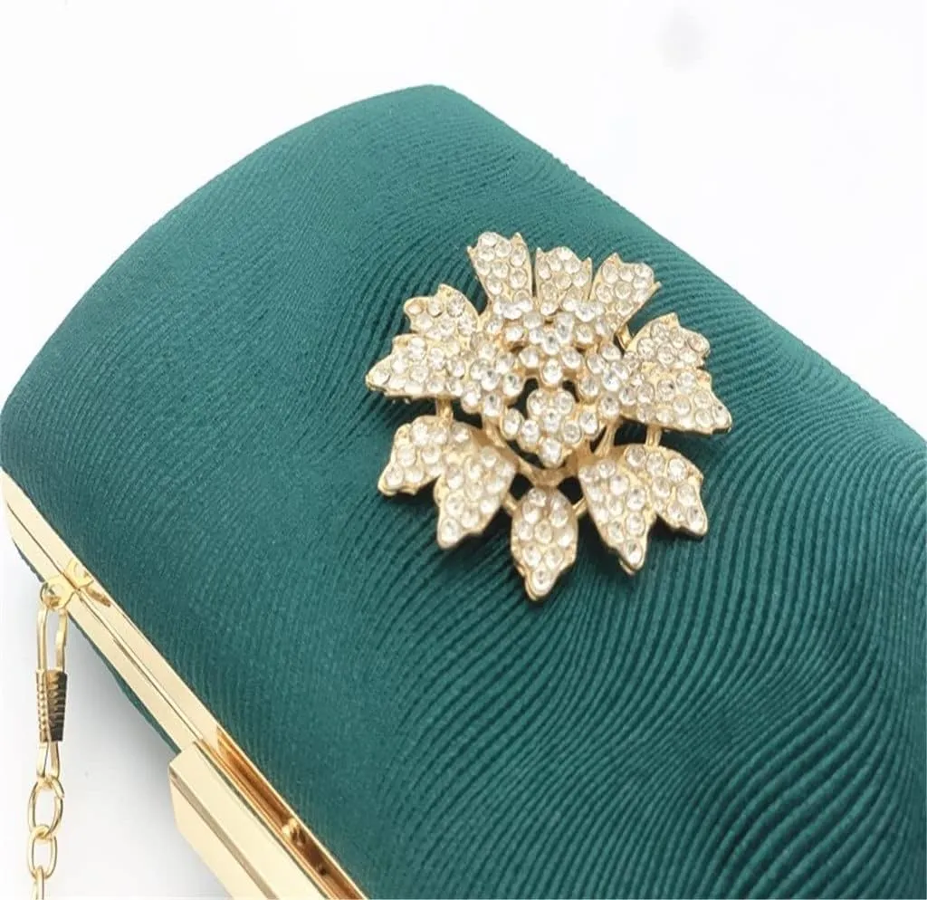 Women's Evening Clutch White Clutch Bag Sun Flower Crystal Round Handbags Wedding Purse Party Shoulder Bag(D)