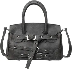 Womens Fashion Crossbody Shoulder Bags Large PU Leather Satchel Purses Punk Motorcycle Handbags Y2k Tote Bag