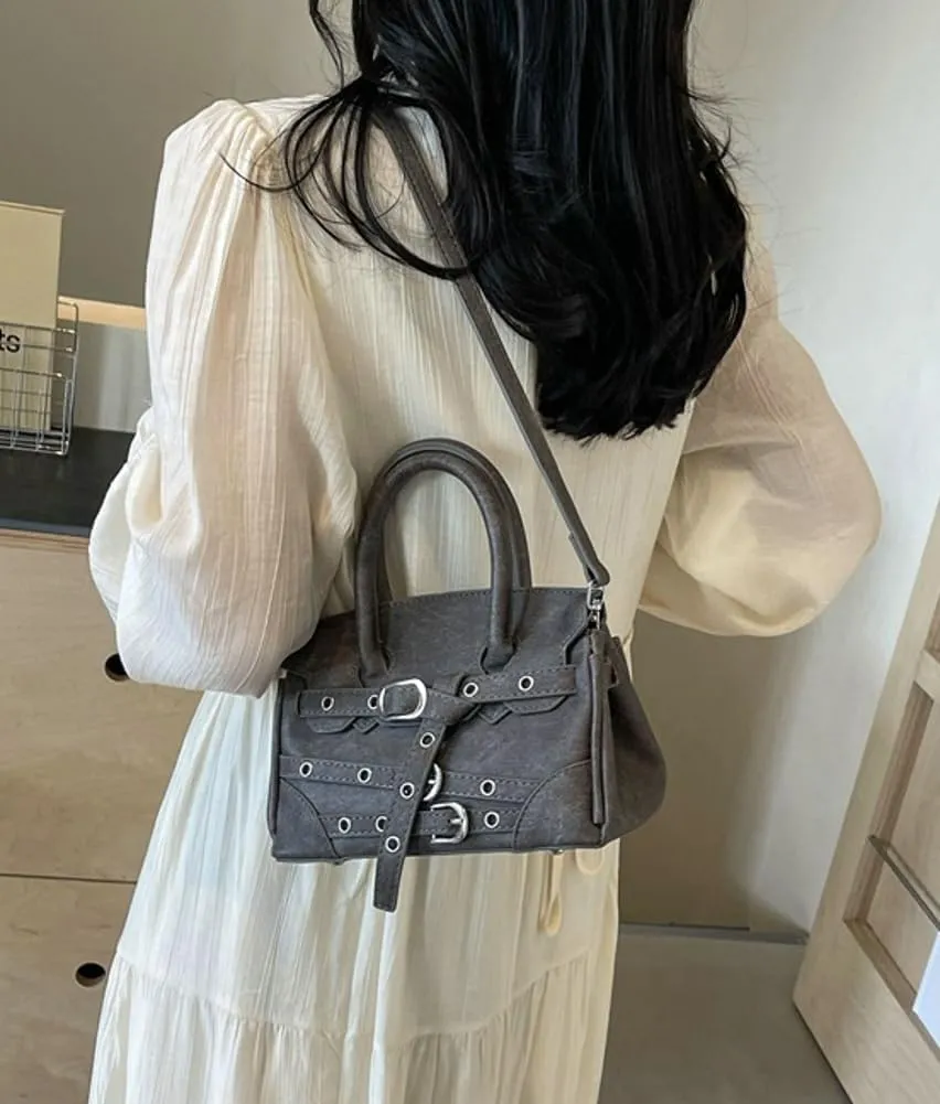 Womens Fashion Crossbody Shoulder Bags Large PU Leather Satchel Purses Punk Motorcycle Handbags Y2k Tote Bag